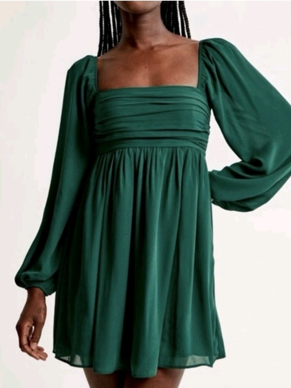 Abercrombie & Fitch Emerson Emerald Green Chiffon Babydoll Mini Dress Large